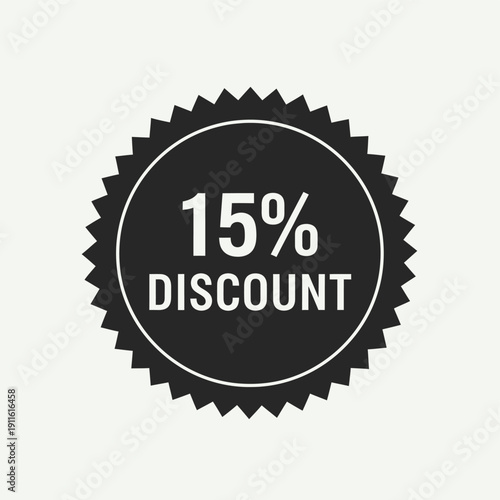 15 Percent Discount Badge – Sale Offer Promotional Label Design