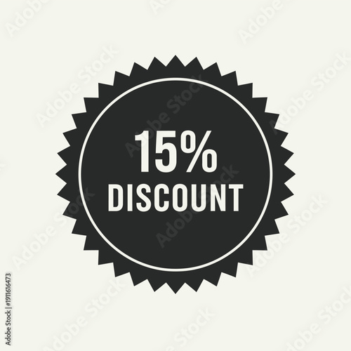 15 Percent Discount Badge – Sale Offer Promotional Label Design