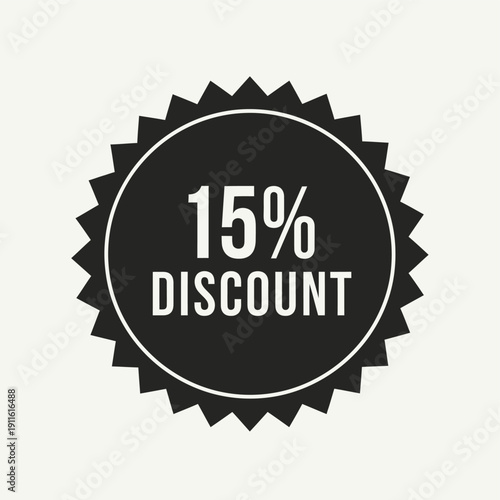 15 Percent Discount Badge – Sale Offer Promotional Label Design