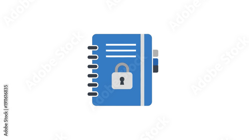Blue Notebook with Lock Icon and USB.