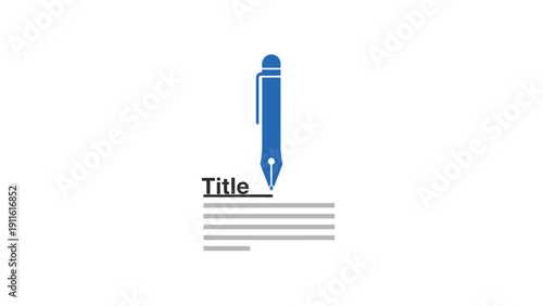 Blue Pen on White Background.