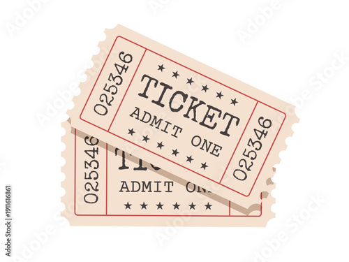 Two tickets isolated on white background