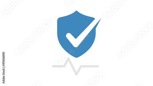 Blue Shield with Checkmark and Heartbeat.