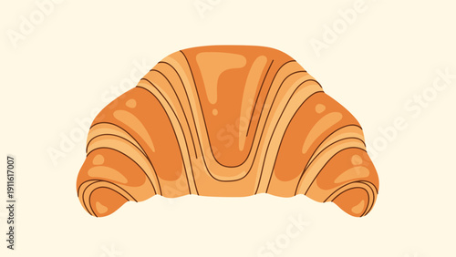 Illustration of a fresh golden brown croissant pastry with a flaky texture perfect for breakfast, bakery shop menus, and cafe branding.