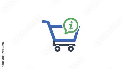 Blue Shopping Cart with Information Icon.