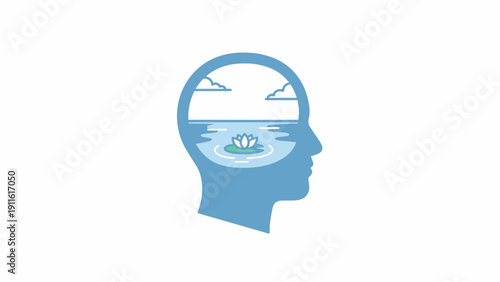 Blue silhouette of a human head.