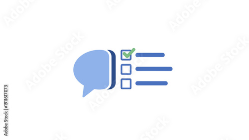 Blue speech bubble with checklist.