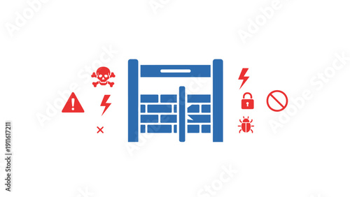 Blue Warning Signs on Electrical Panel.