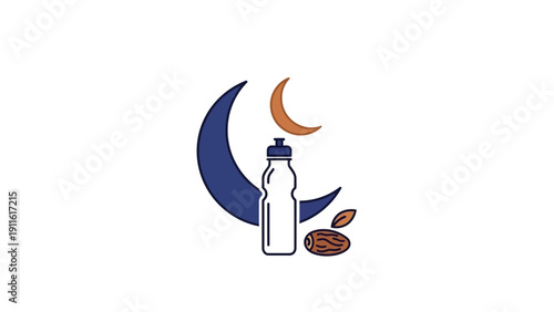 Bottle with coffee bean and moon.