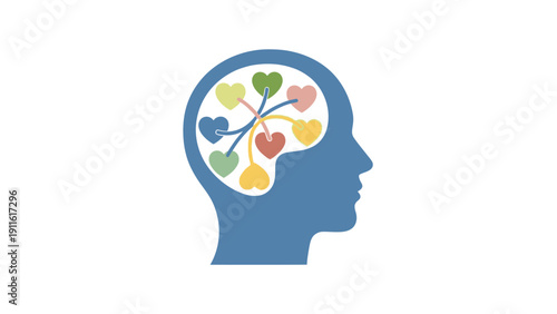 Brain with Colorful Hearts Inside.