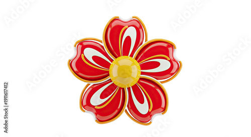 Stylized Red and Yellow Flower Emblem
