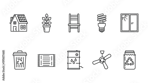 Eco-Friendly Icons: A collection of simple, yet impactful, icons representing sustainable living and environmental consciousness.