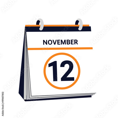 Stylized desk calendar icon marking November 12 as a significant date for planning and reminders