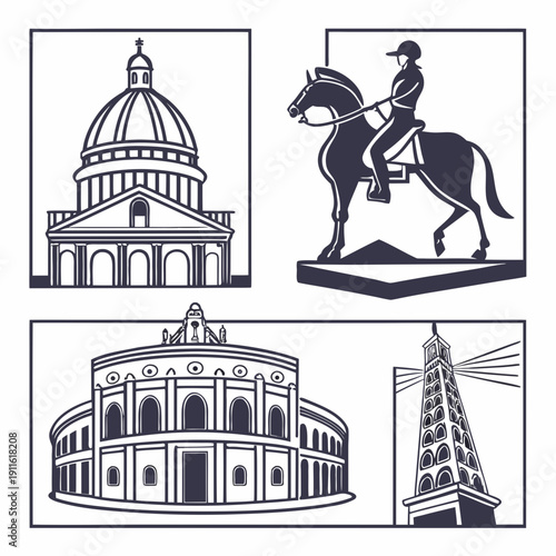 Iconic landmarks and symbols of the united states of america Vector