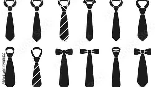 Ties and bowties in various styles and designs illustration