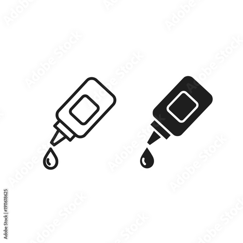 Two bottles with a drop of liquid coming out Vector
