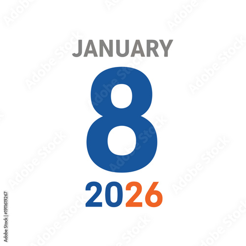 Prominent display of January 8 2026 emphasizing a specific calendar date for future event planning