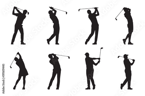 golf silhouettes vector illustration