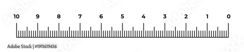 Metric ruler measurement scale with black markings on white