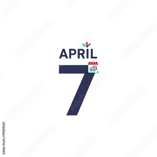 Stylized April 7th date graphic with a clean, modern design and subtle seasonal hints