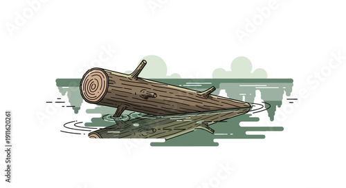 Log with axe stuck in it.