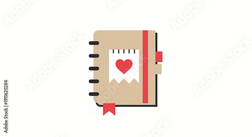 Love Heart Notebook Diary Book.