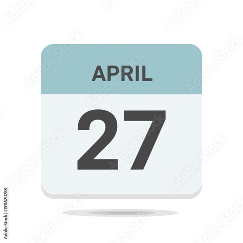 Clean digital calendar icon prominently featuring April 27, perfect for scheduling reminders and important date highlights