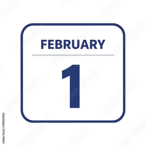 Modern calendar icon vividly presenting the inaugural day of February marking new beginnings and fresh opportunities for planning important
