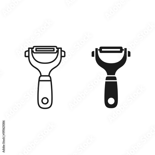 A black and white drawing of two razors Vector
