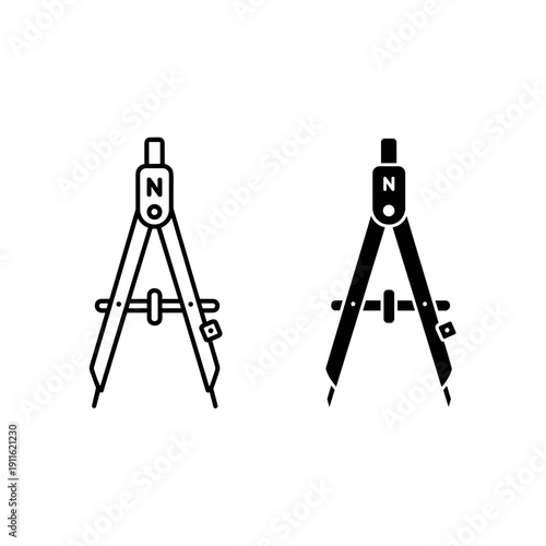 A pair of black and white drawing compasses Vector
