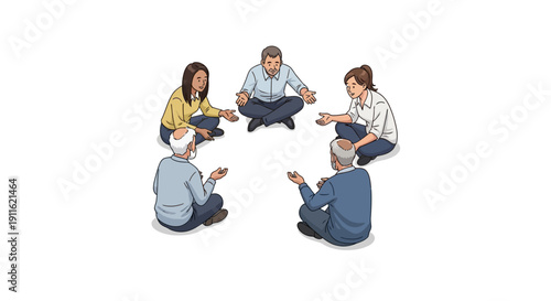 Four people sitting in a circle.