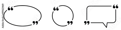 Creative speech bubble frames with quotation marks for text and design