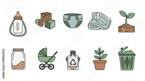 Eco-Friendly Baby Essentials: An array of environmentally conscious baby items showcases a commitment to sustainability and eco-friendly practices.