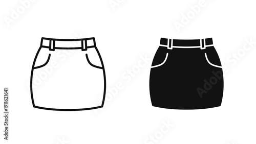 A black and white drawing of two skirts side by side Vector
