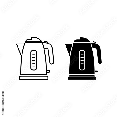 Two electric kettles in black and white Vector