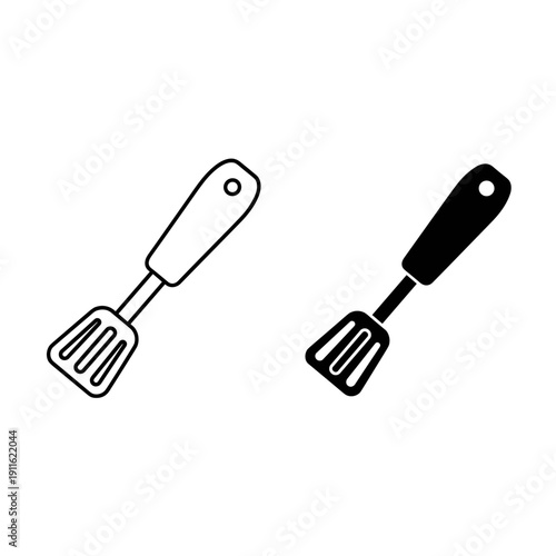 A black and white drawing of two kitchen spatulas Vector