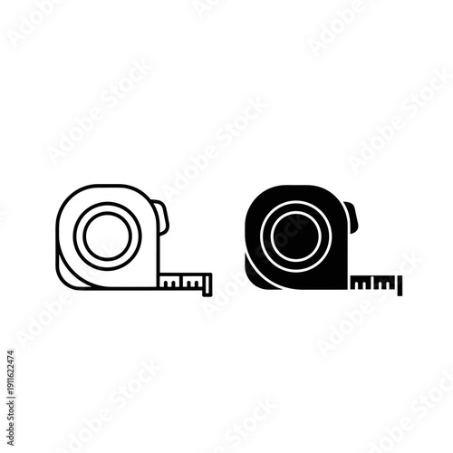 Tape measure icons in black and white Vector