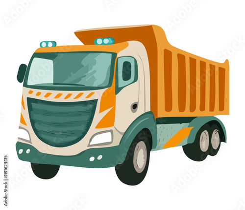 Powerful orange dump truck ready for material hauling and logistics support in heavy industry and construction transportation operations