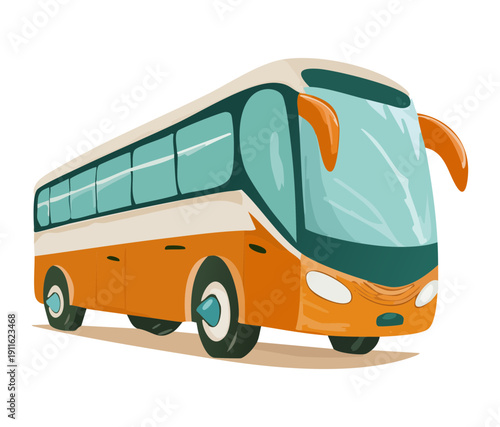 Stylish white and orange passenger coach bus for long distance travel and reliable intercity public transit transportation services