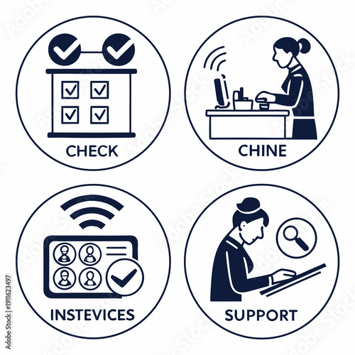 Icons representing various services and features for a modern business environment. Vector