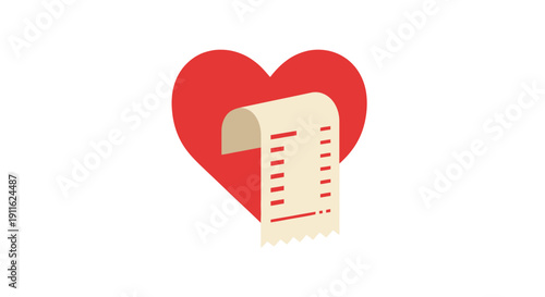 Heart Shaped Love Receipt Bill.