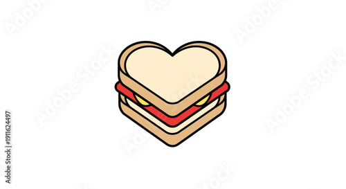 Heart shaped sandwich with filling.
