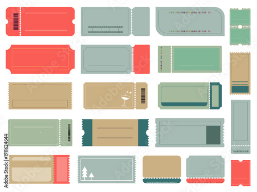 チケット・クーポン券のデザイン素材 20点セット｜ヴィンテージ・レトロ・モダン