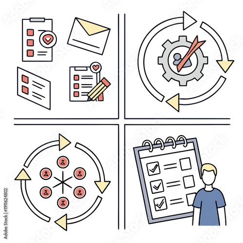 Illustrations of various activities and objects related to cooking and baking Vector