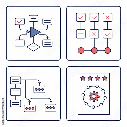 Illustrating various types of organizational and hierarchical structures in a visual format Vector