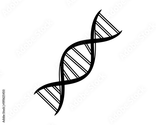 Minimalist Black and White DNA Double Helix Structure Icon for Genetics