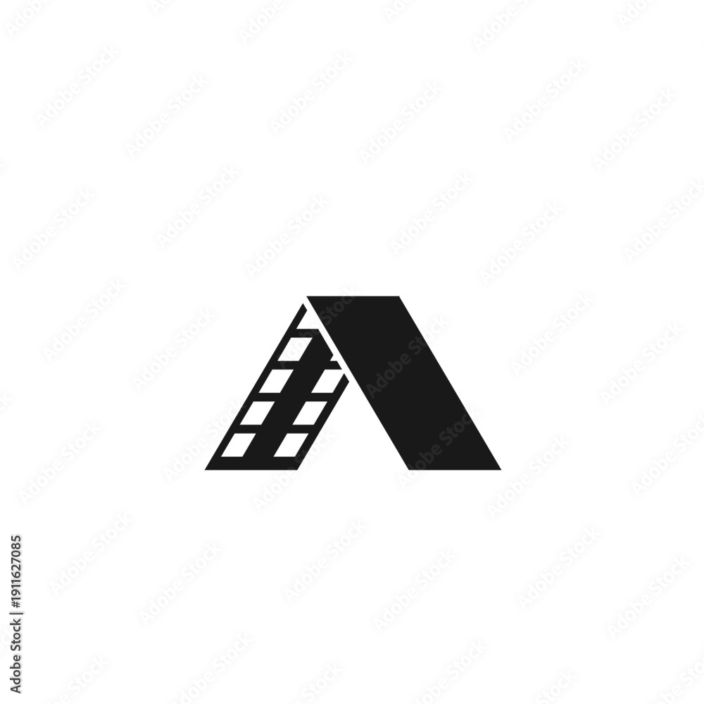 Fototapeta premium Abstract Letter A House Roof Logo Design with Grid Panels Icon