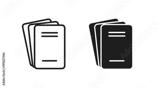 A black and white icon of two stacks of documents Vector