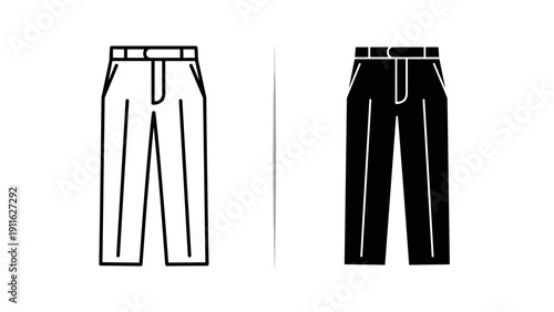 A drawing of white and black pants side by side Vector