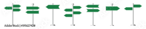 Direction signpost icons with green arrows indicating different paths and choices for navigation